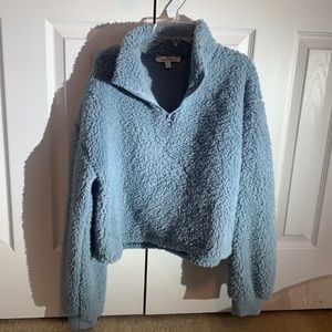 Dusty blue quarter zip sherpa